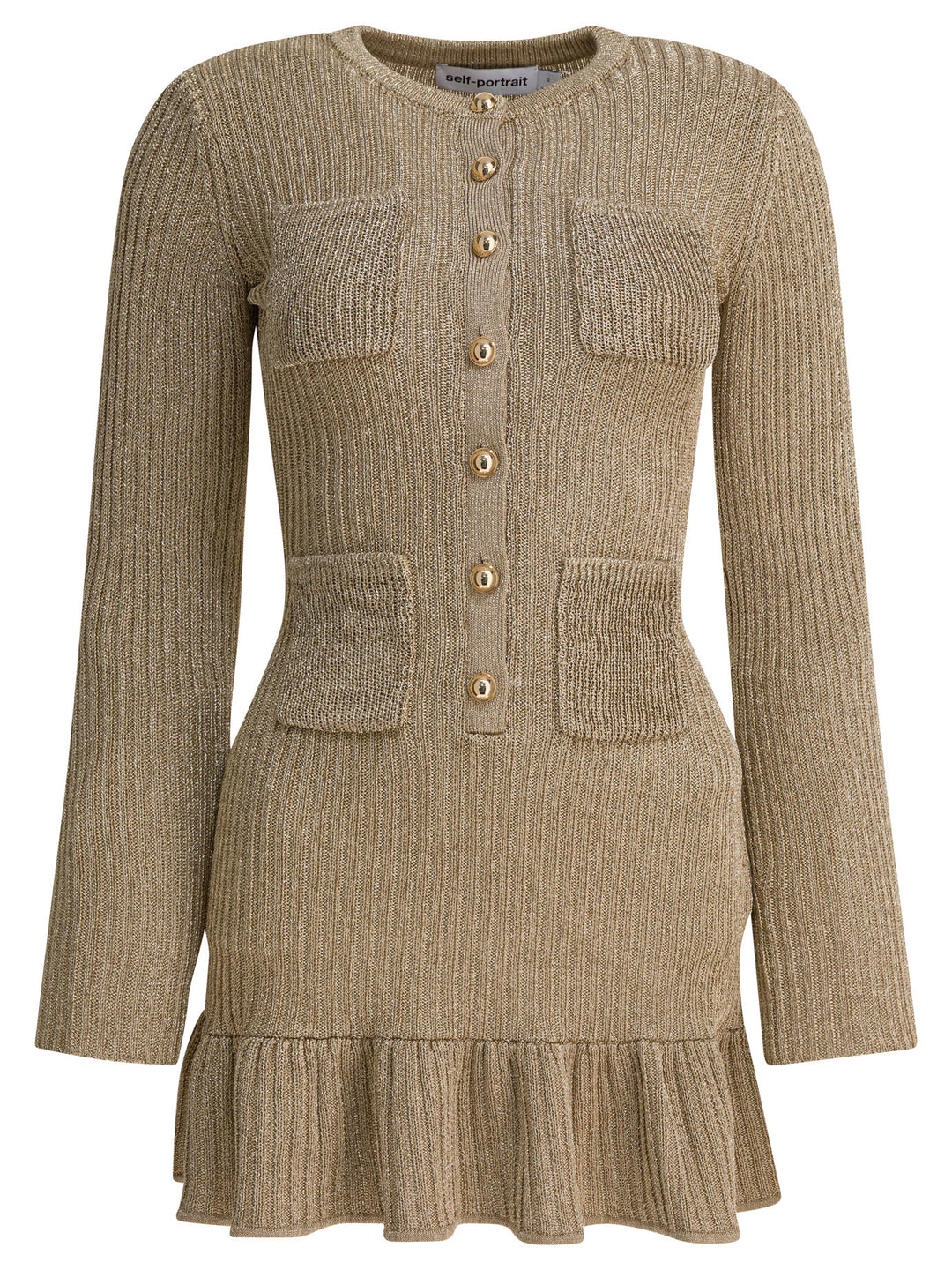 Self-Portrait Short Lurex Knit Dress Abiti - Oro | c310cc8ceeee604d4e4f8fc01381b34f39c59ea6