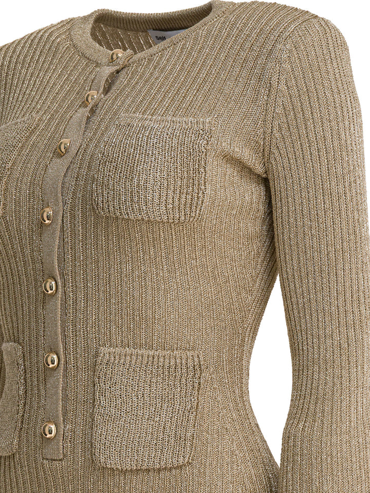 Self-Portrait Short Lurex Knit Dress Abiti - Oro | a29544ec07d893b125d722016ff8da84b837e2d1
