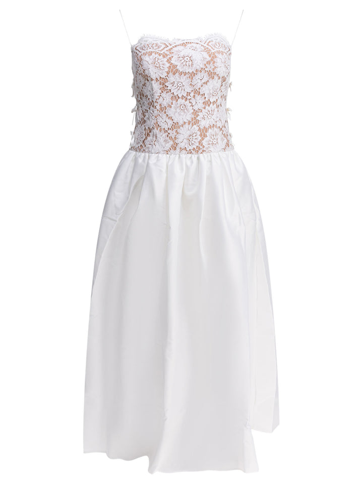 Self-Portrait Long Lace Flared Dress Abiti - Bianco | f30fe17b8d3926955c9d10cc1f0be2d93db28659