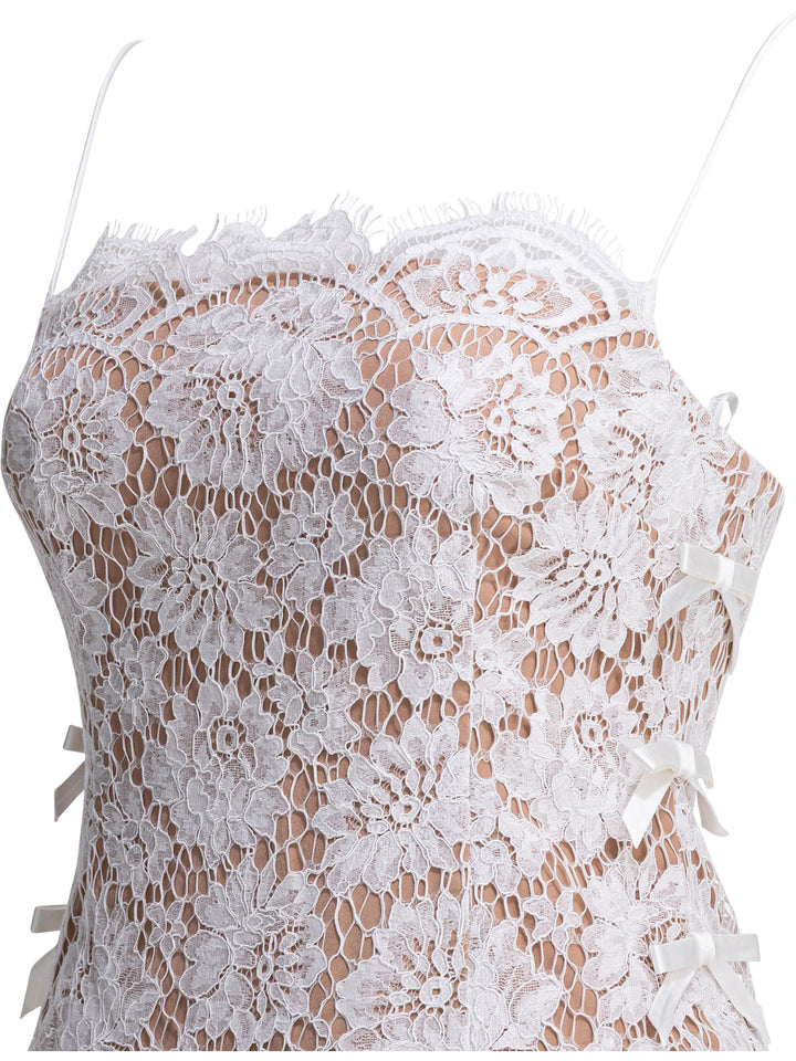 Self-Portrait Long Lace Flared Dress Abiti - Bianco | 9c12b3a468ede4b84219b9b901c91298726eced8