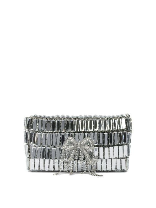 Mini Crossbody Bag With Crystal Bow Borse A Tracolla Silver