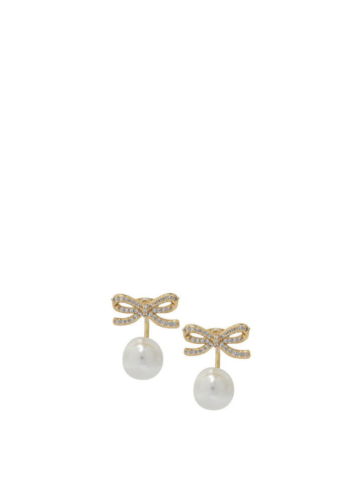 Self-Portrait Earrings With Gold Bow And Pearls Jewels - Oro | 54588831dbd5b287485771c24b371831b4c020db