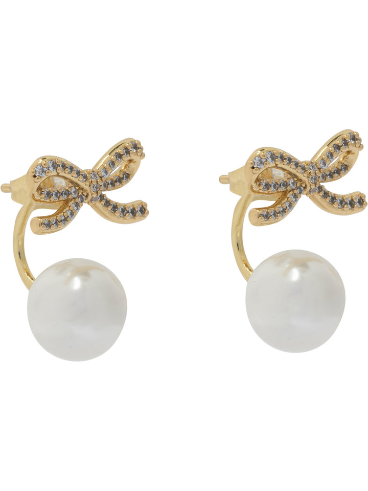 Self-Portrait Earrings With Gold Bow And Pearls Jewels - Oro | 6c0a4a7966a6aec771a75ba243b9fc887b0e4114