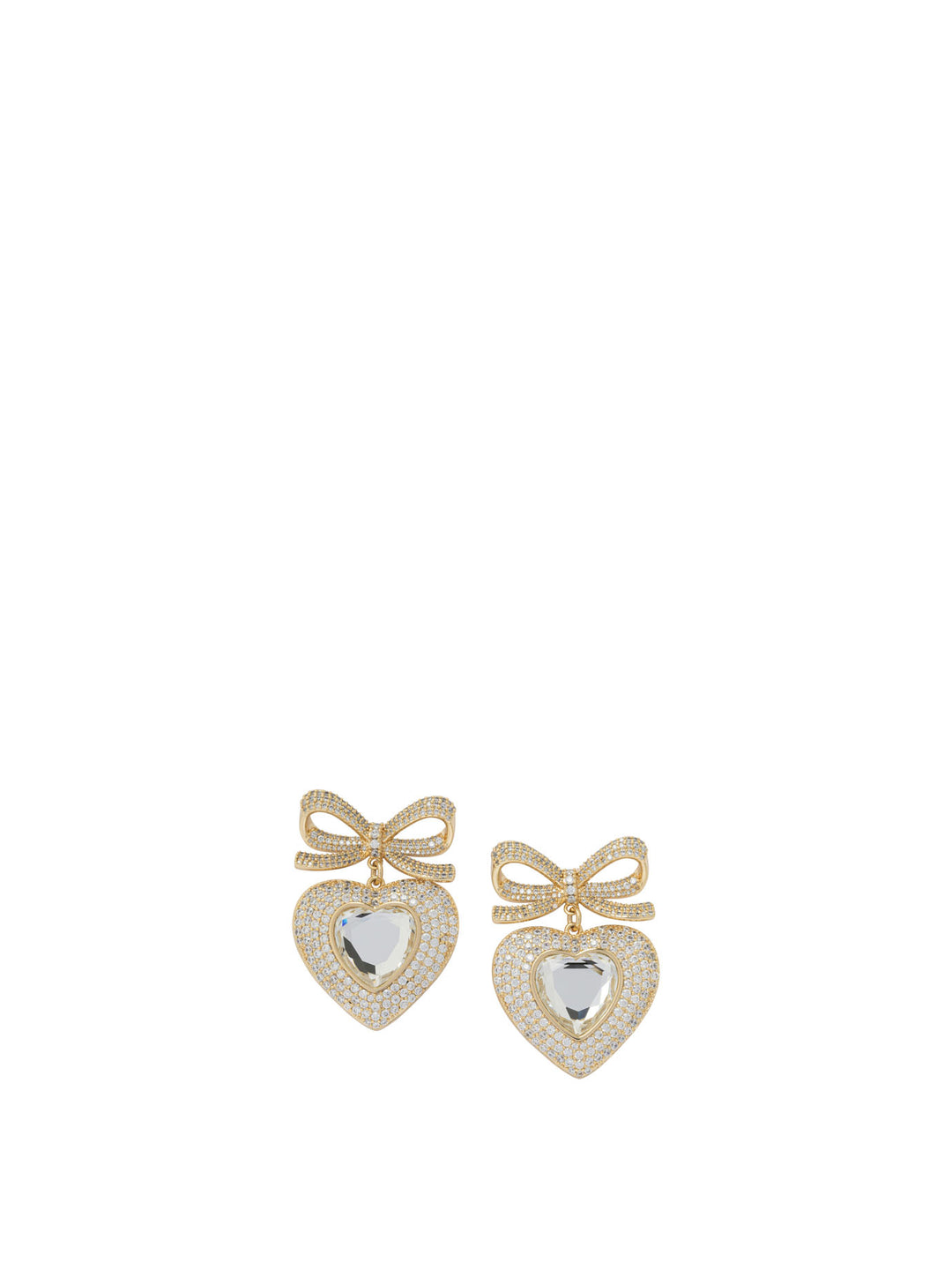 Self-Portrait Heart-Shaped Earrings With Embellished Bow Jewels - Oro | c156b9d0896f6d5b6b74b851a6ff88e60e714265