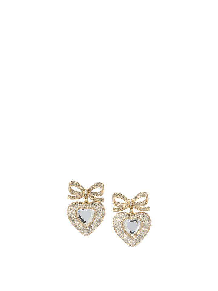 Self-Portrait Heart-Shaped Earrings With Embellished Bow Jewels - Oro | c156b9d0896f6d5b6b74b851a6ff88e60e714265