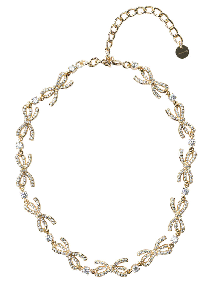 Self-Portrait Necklace With Embellished Bows And Crystals Jewels - Oro | 31d4eebd428262749f218a6e2c39fcbc4433880c