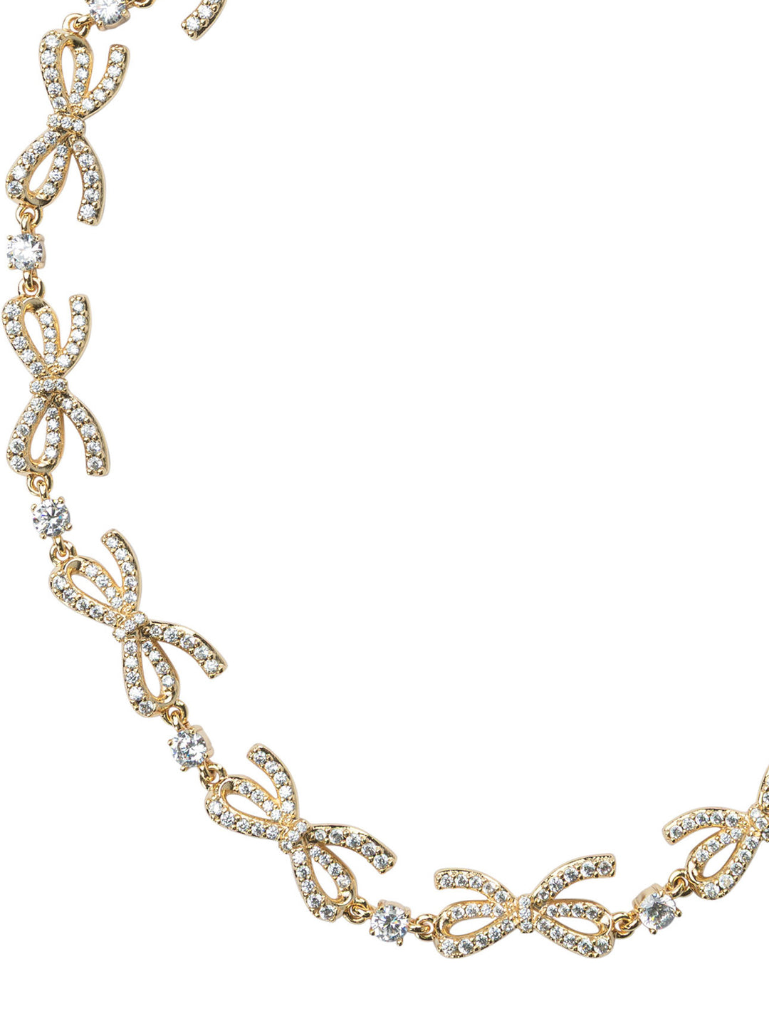 Self-Portrait Necklace With Embellished Bows And Crystals Jewels - Oro | cee739c296af2dc93783eda790315c5e26955eff