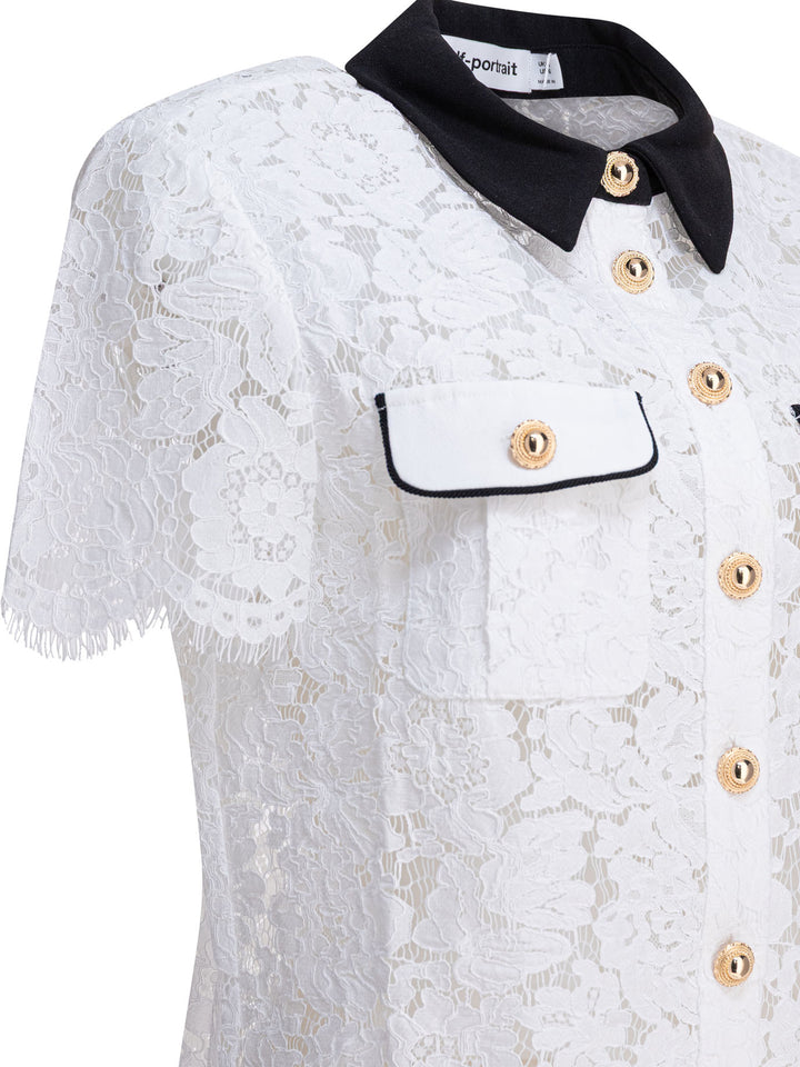 Self-Portrait Lace Shirt Shirts - Bianco | 0512f98254460aecfde68560e69e92919f9a5832
