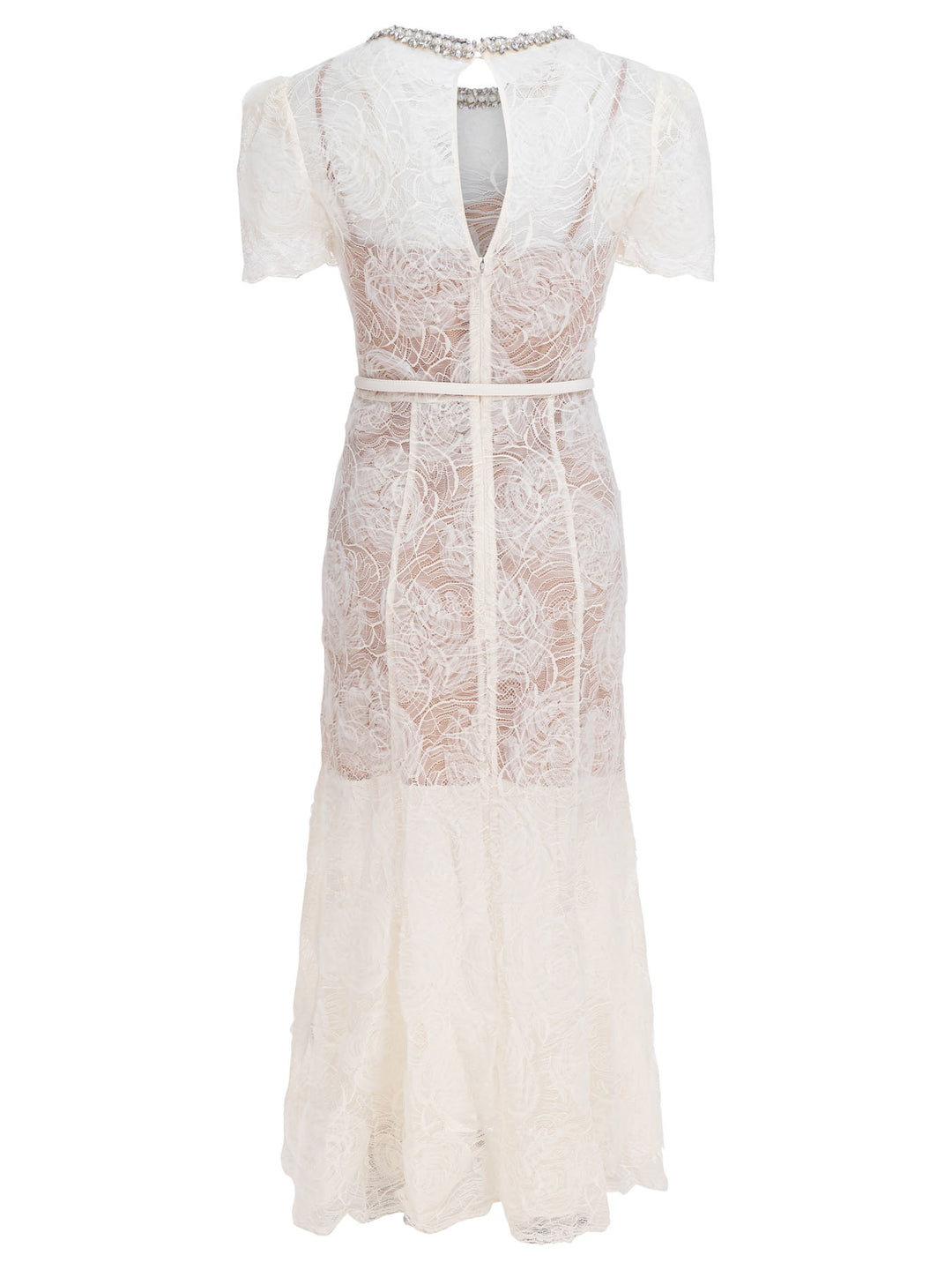 Self-Portrait Lace And Tulle Midi Dress Abiti - Beige | ebb33f999f82f9338db1f317144140bc89a3e909