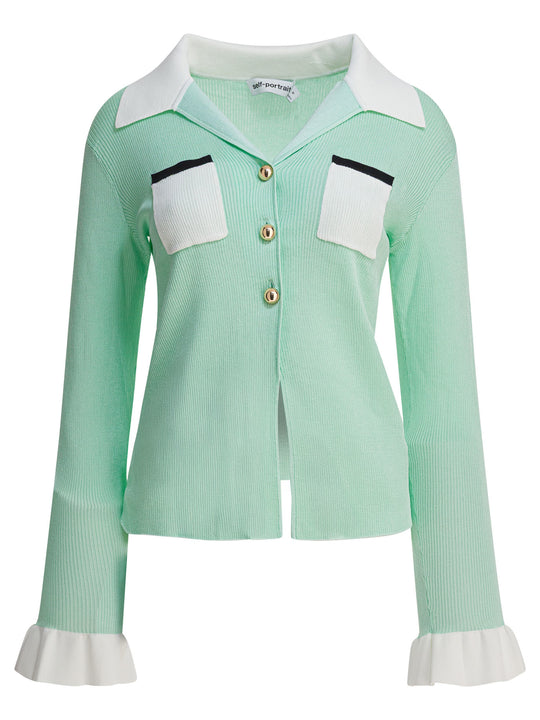 Ribbed Viscose Peplum Top Top Verde