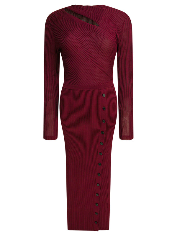 Cut-Out Midikleid Bordeaux