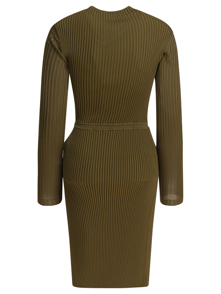Self-Portrait Ribbed Knit Cut-Out Dress Abiti - Verde | d49bfb00301c867197b7470ee1c4f6bcac43a7b2