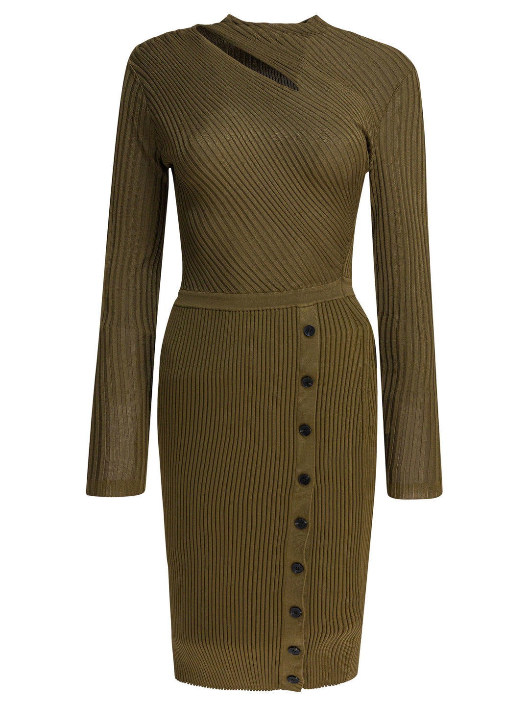 Self-Portrait Ribbed Knit Cut-Out Dress Abiti - Verde | acc604870d9190d5aac895b0bcf2f31e6987ded3