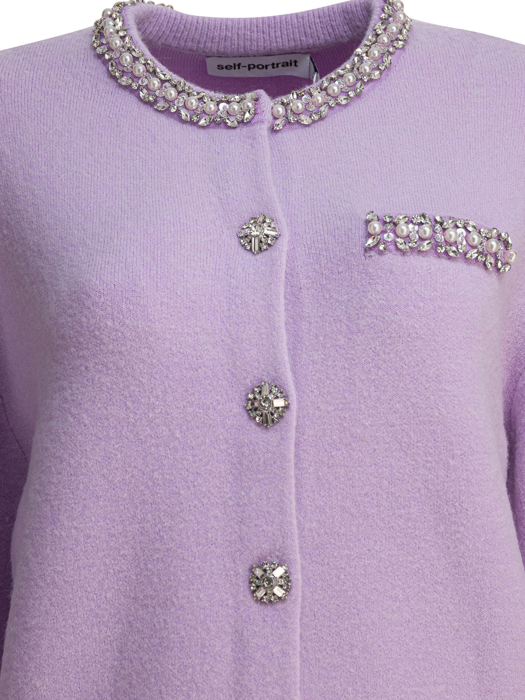 Self-Portrait Cardigan With Crystal Trim Knitwear - Viola | b8094a582bb44c8a0e36221b0347cb3c51d73084