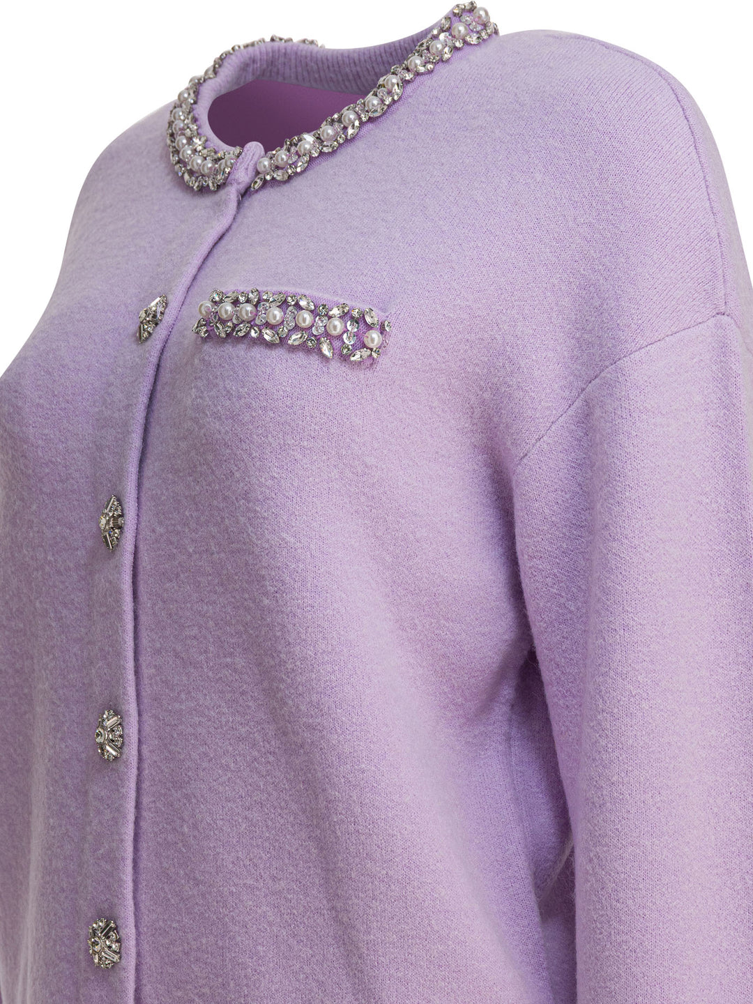Self-Portrait Cardigan With Crystal Trim Knitwear - Viola | b224dac6299b46a6b60a1d297d8a3153e35ba4fb