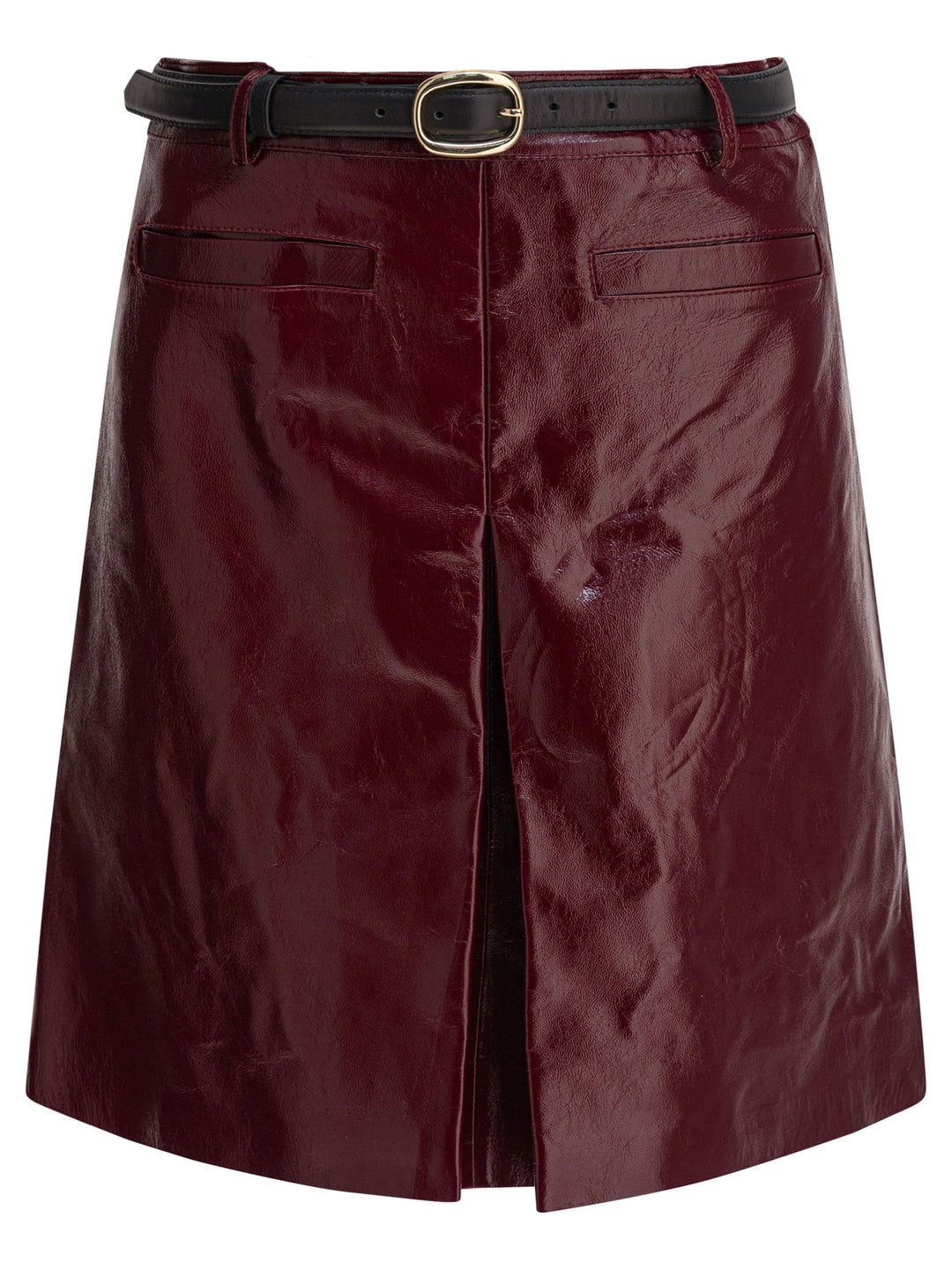 Self-Portrait Leather Miniskirt Gonne - Bordeaux | e1834ad036bcea8ae21a18fca975a17f77387447