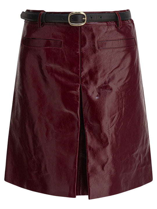 Leather Miniskirt Gonne Bordeaux