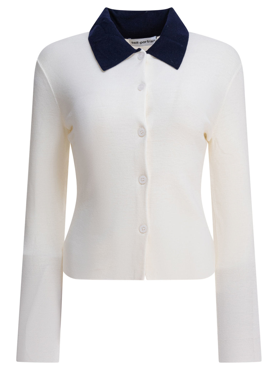 Self-Portrait Merino Wool Cardigan Knitwear - Beige | 8717b438ddf6584c857d9e8668edd191d8d85285