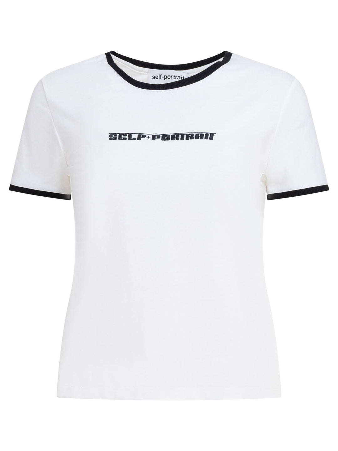 Self-Portrait Crew-Neck T-Shirt With Embroidered Logo T-shirts - Bianco | 719480fad4f6b15763cd95d20a1c35ee0719d0ff