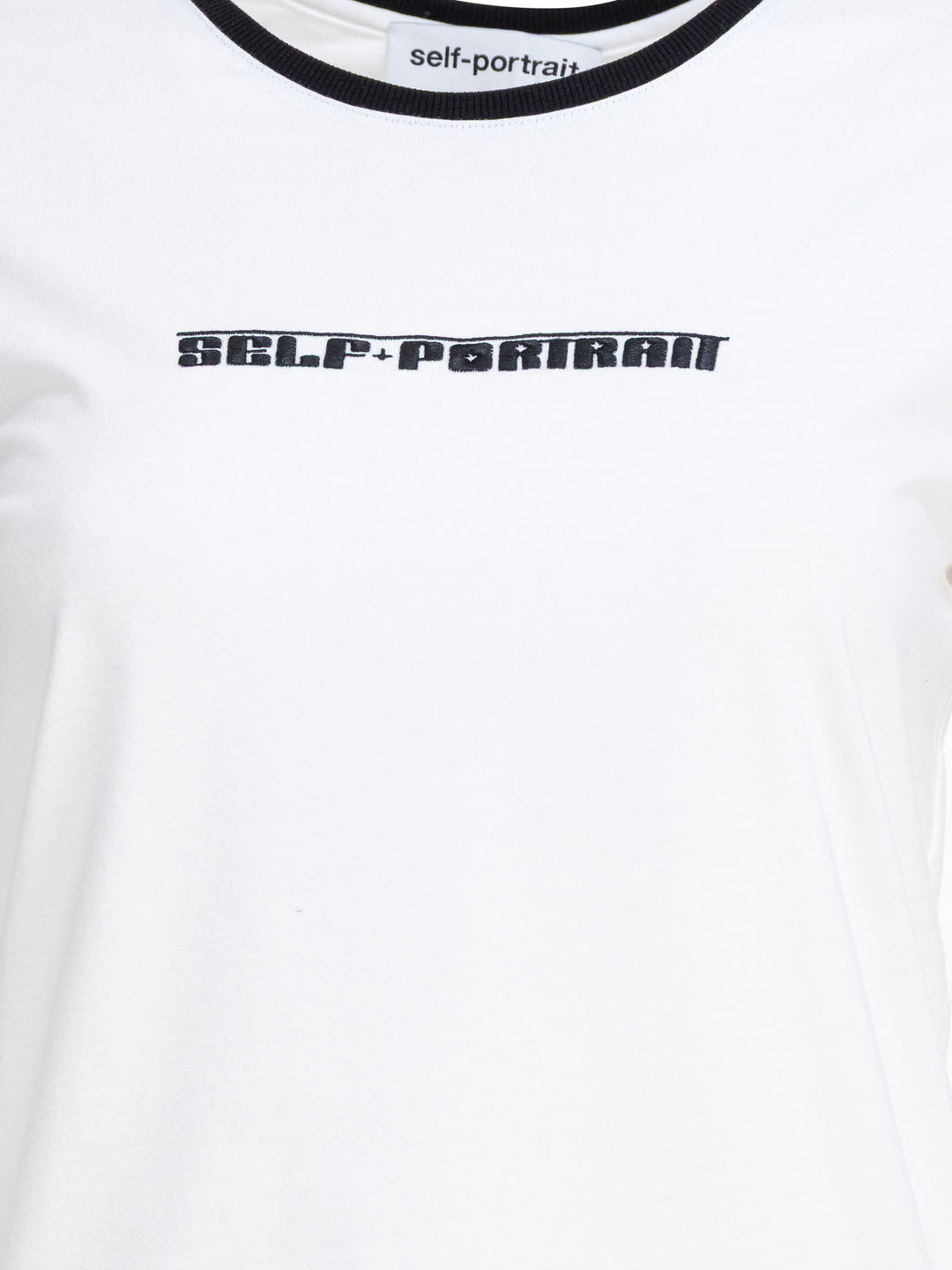 Self-Portrait Crew-Neck T-Shirt With Embroidered Logo T-shirts - Bianco | 900d1a60863864f44311a0fdf6c7d8b9c440faa7
