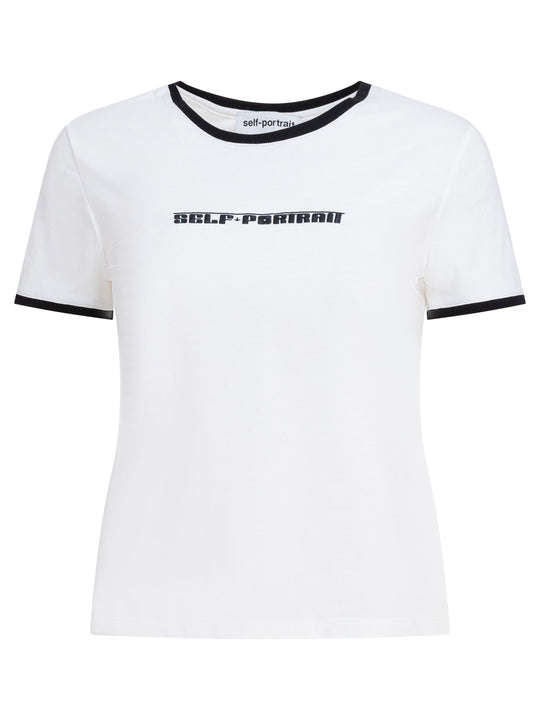 Crew-Neck T-Shirt With Embroidered Logo T-Shirts Bianco
