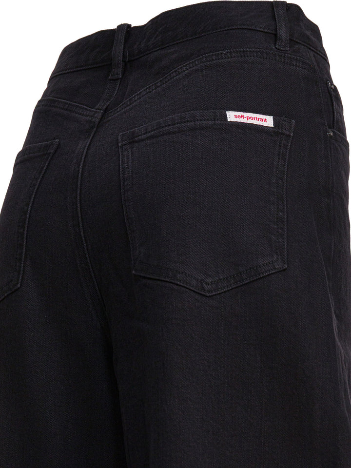 Self-Portrait Wide Leg Jeans - Nero | 9d75a45c158adb1d07beda86ebf1bd008bfe0fef