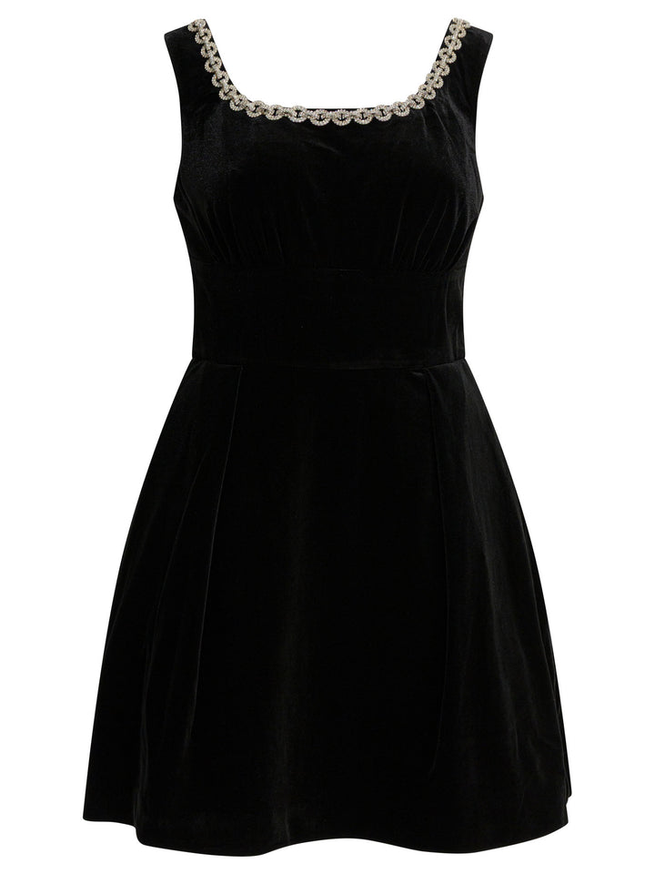 Self-Portrait Velvet Flared Dress Abiti - Nero | ce43bc2eb3dde4a04eb7bb9a75063cbc8a5485e4