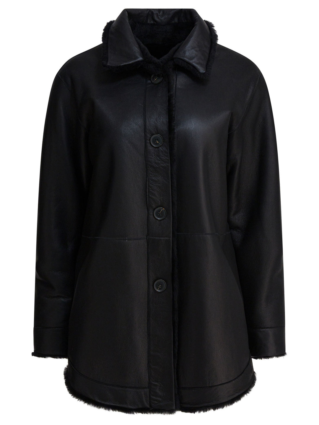 Semper Long Reversible Leather Coat Jackets and Coats - Nero | 389f360b0ef79e789e8ff305a1388a8aadff4272
