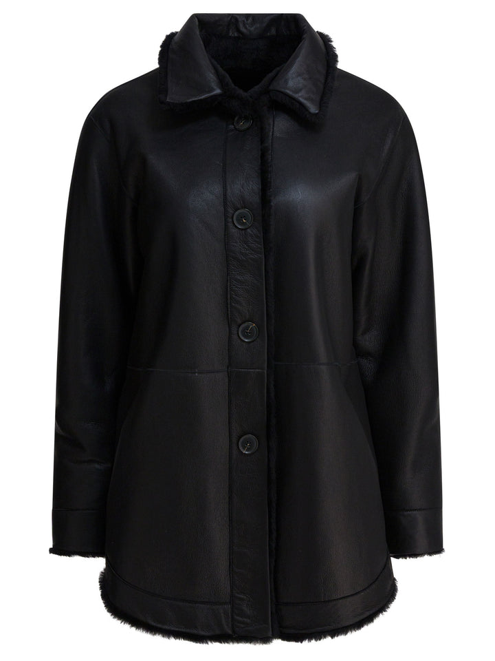 Semper Long Reversible Leather Coat Jackets and Coats - Nero | 389f360b0ef79e789e8ff305a1388a8aadff4272