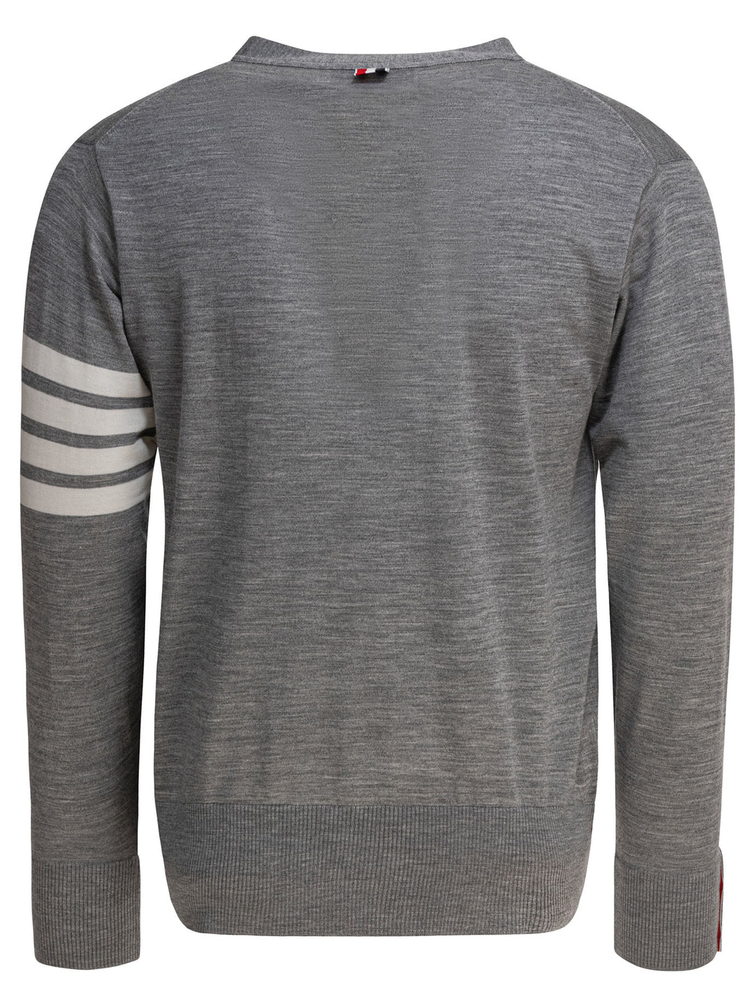 Thom Browne Classic V-Neck Cardigan In Fine Merino Wool W/ 4bar Stripes Knitwear - Grey | 1a1ed043be6561324597230e83b53bc8b899364c