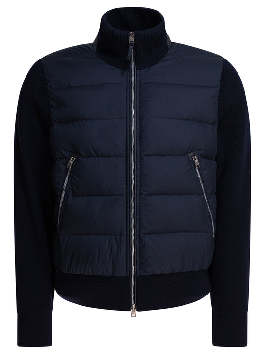 Nylon And Wool Short Down Jacket Jackets And Coats Blu