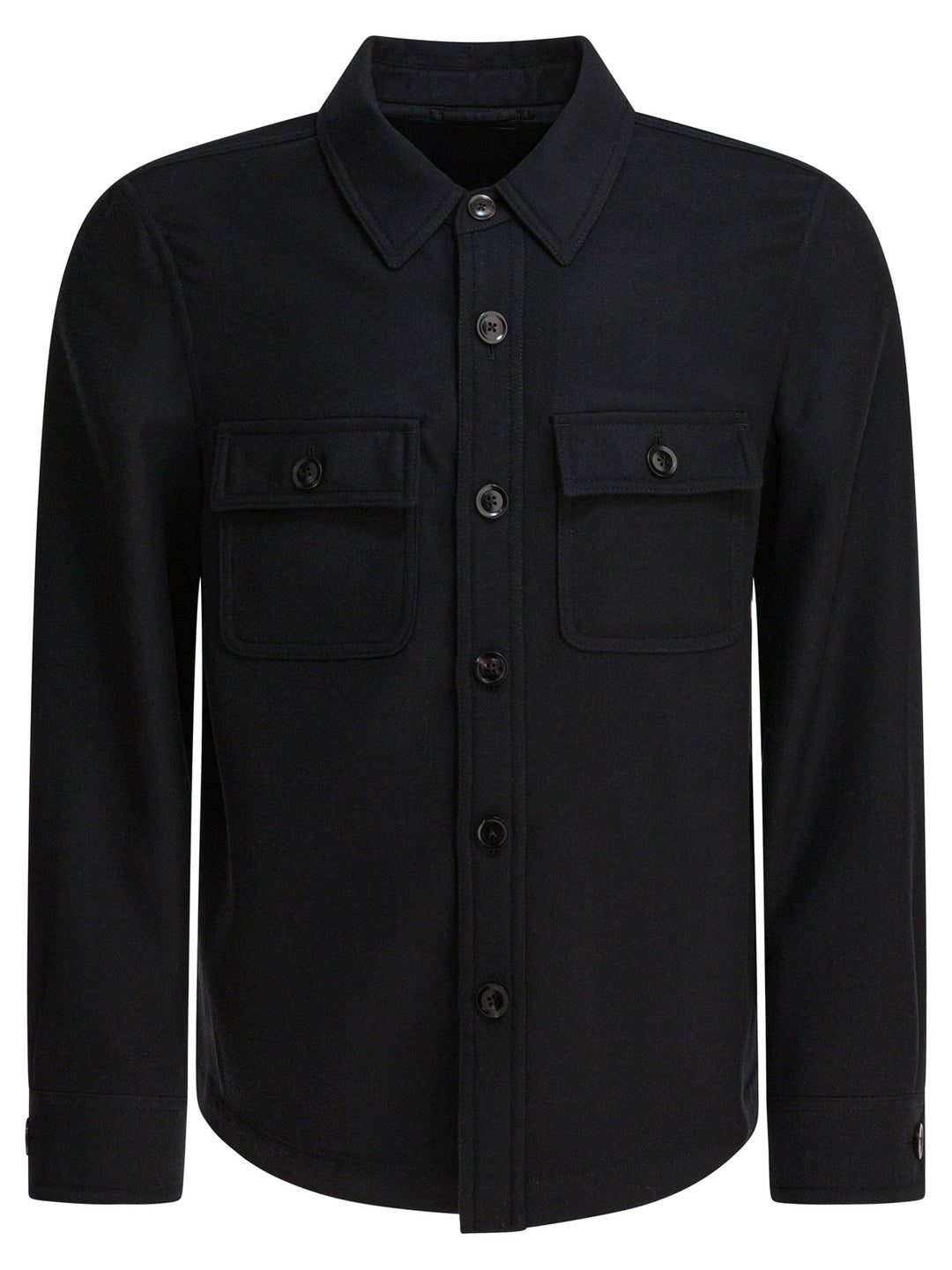 Tom Ford Wool And Silk Overshirt Jacket Jackets and Coats - Nero | 4314f626f84070322df9b9d424995f24b943a74c
