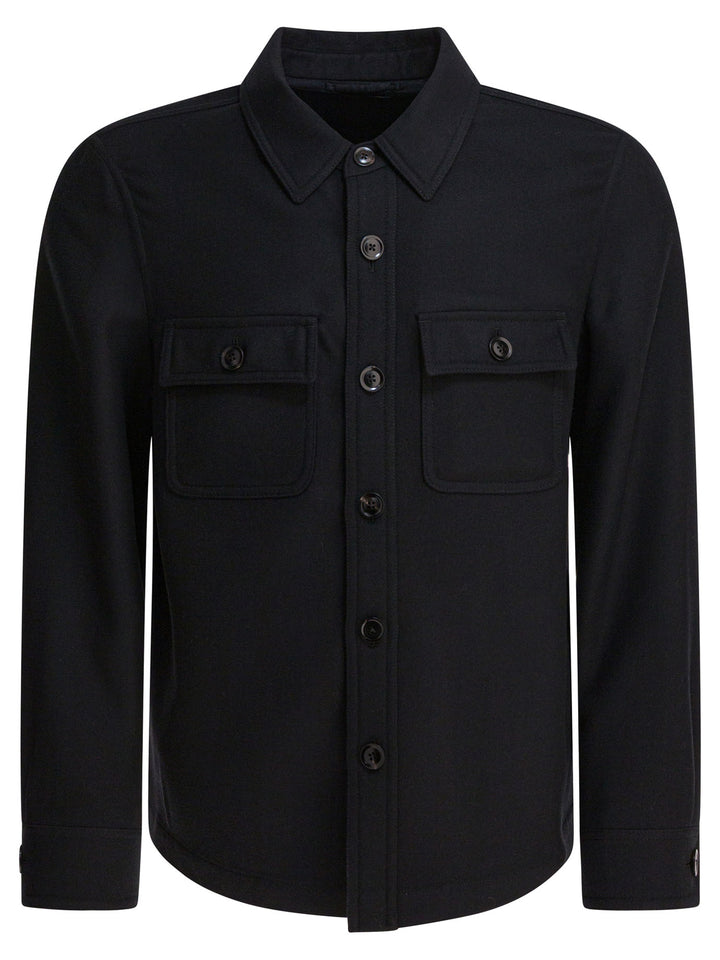 Tom Ford Wool And Silk Overshirt Jacket Jackets and Coats - Nero | 4314f626f84070322df9b9d424995f24b943a74c