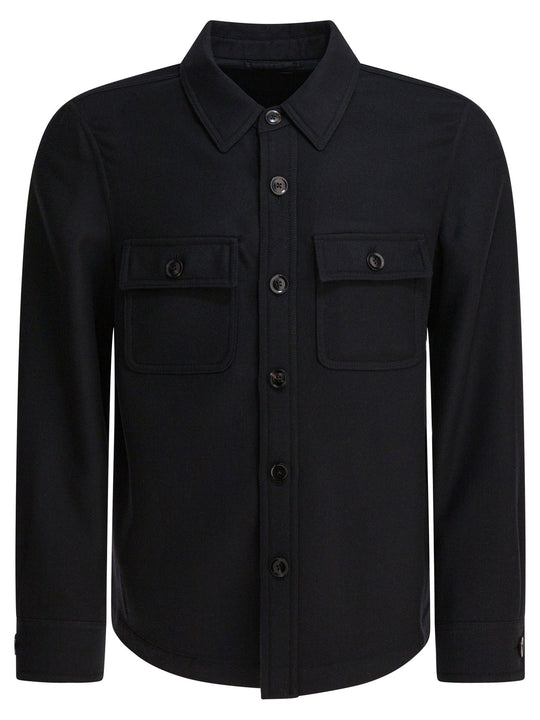Wool And Silk Overshirt Jacket Jackets And Coats Nero