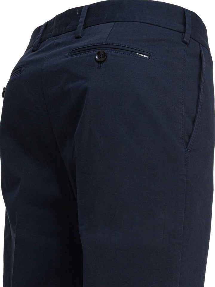 Tom Ford Cotton Twill Chino Trousers - Blu | f148251a158b700f1d4fff8445f1a851722b07e3
