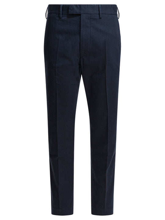 Cotton Twill Chino Trousers Blu
