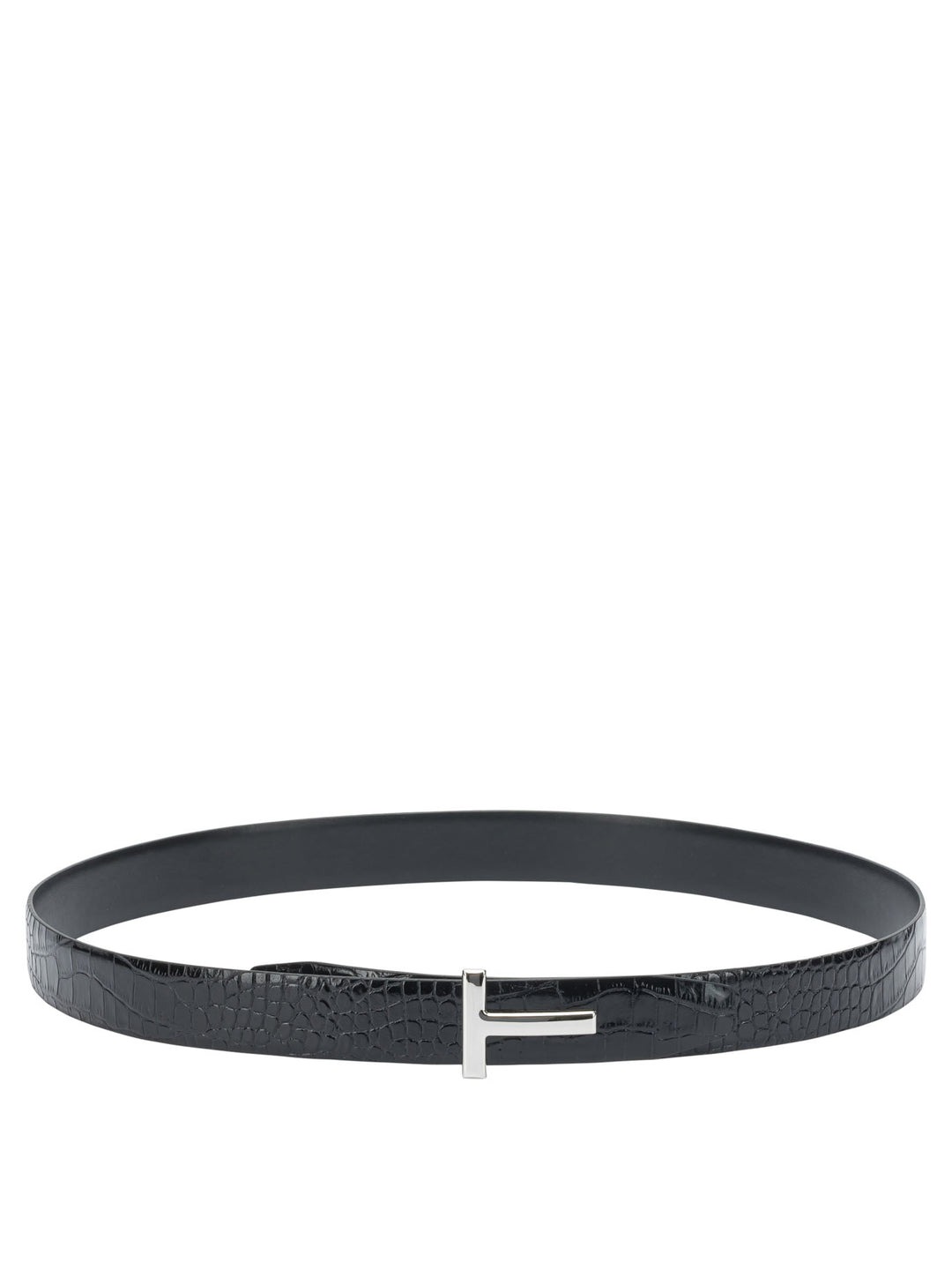 Tom Ford Belt With Crocodile Print Cinture - Nero | 0f4daedf89a36442e14cf2b008796b631bf2666c