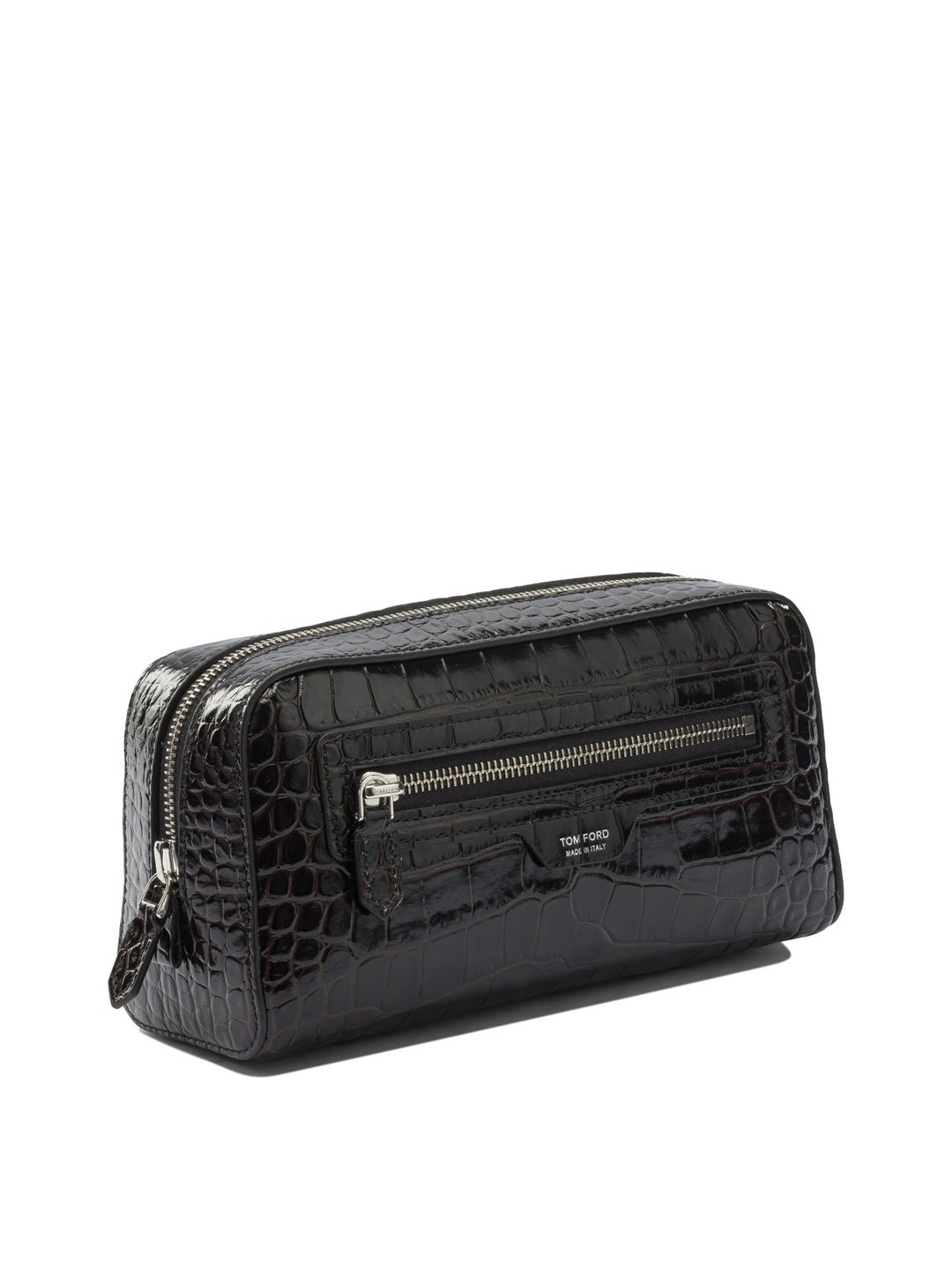 Tom Ford Crocodile Print Leather Beauty Case Clutches - Marrone | 2526da5fba809f6a13dbe08b6991755d49fa7a17