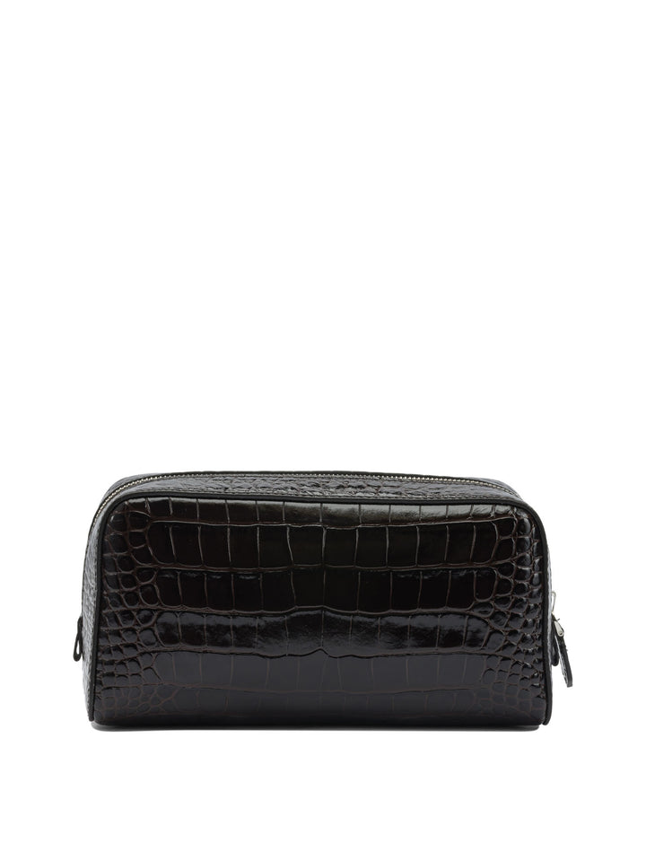 Tom Ford Crocodile Print Leather Beauty Case Clutches - Marrone | 46a75541cb104c047c5ef61d55bd91b9aecb891e
