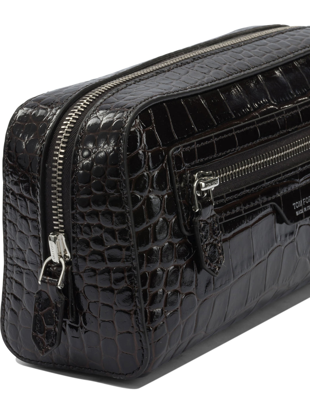 Tom Ford Crocodile Print Leather Beauty Case Clutches - Marrone | e23b44ddc081a87fb494077afdd1eca468b80850