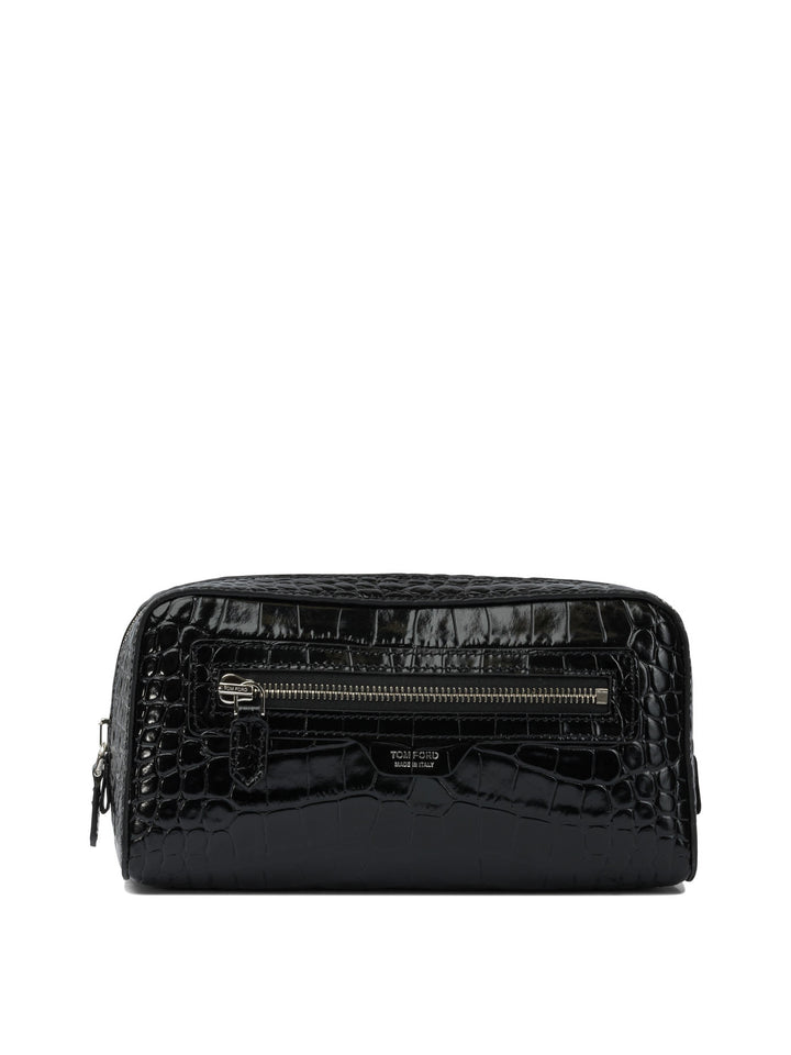 Tom Ford Crocodile Print Leather Beauty Case Clutches - Nero | 17f6c86e4230778d524224cd9eecb9c8b0102905