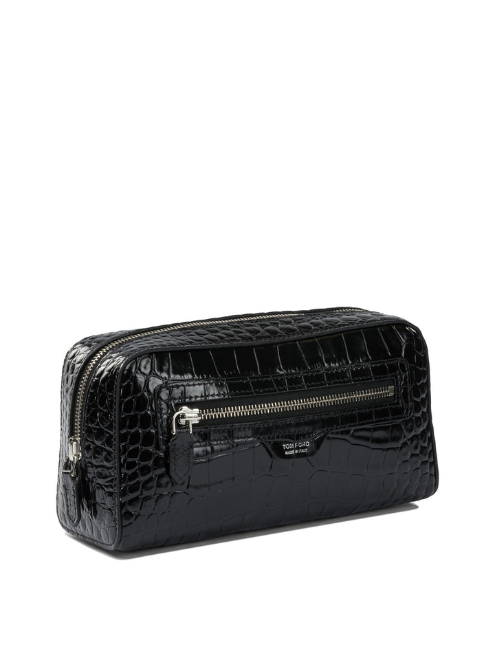Tom Ford Crocodile Print Leather Beauty Case Clutches - Nero | 2218c407dc9bb6acc4c6d1474e895a5208038fb9