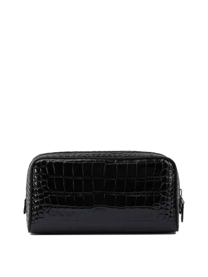 Tom Ford Crocodile Print Leather Beauty Case Clutches - Nero | 093ad62b3497d39a6dd42d8e0ac8da03fa443382