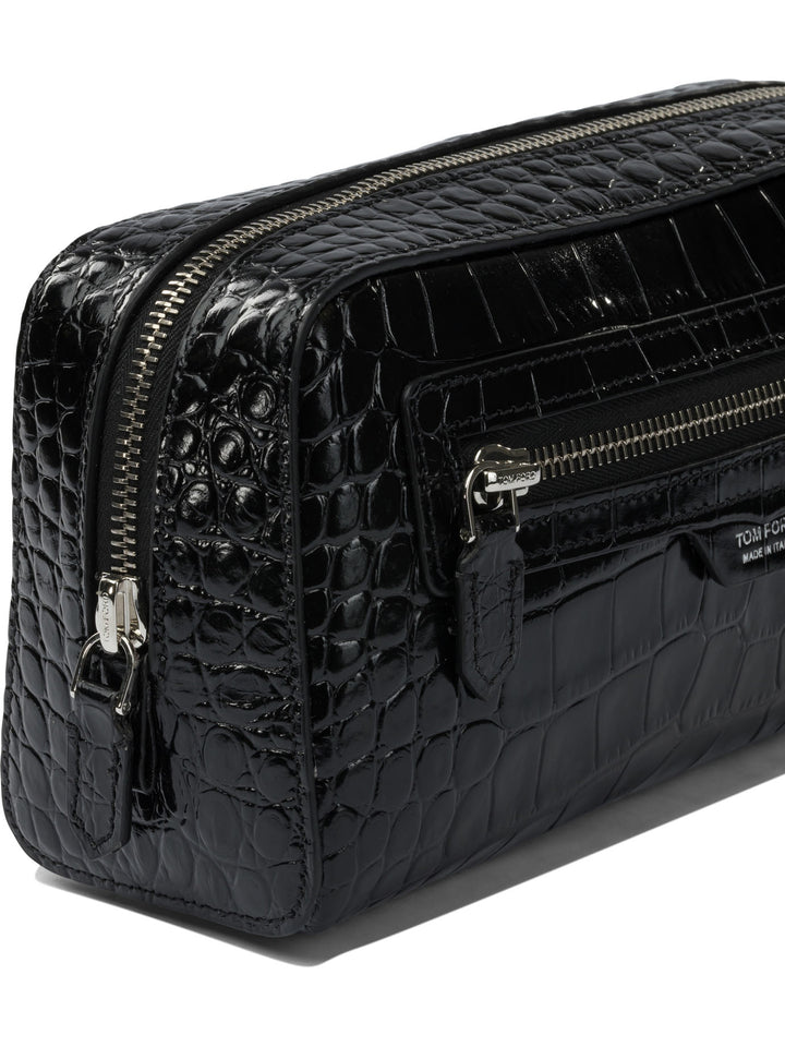Tom Ford Crocodile Print Leather Beauty Case Clutches - Nero | 81d1b04da54d744ce4d7bbc85f7bd77093dec2b5