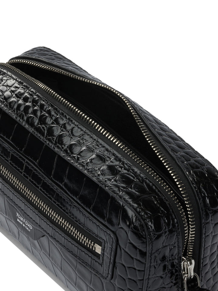 Tom Ford Crocodile Print Leather Beauty Case Clutches - Nero | 0a80a312f8d19c76c4ea1fabc51466e2b2482611
