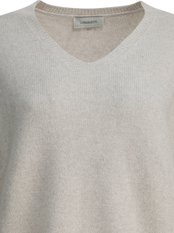 Umarmung Wool And Cashmere V-Neck Sweater Knitwear - Bianco | 4719da3784d8695b4d2189a13ba956d1dbbe9849