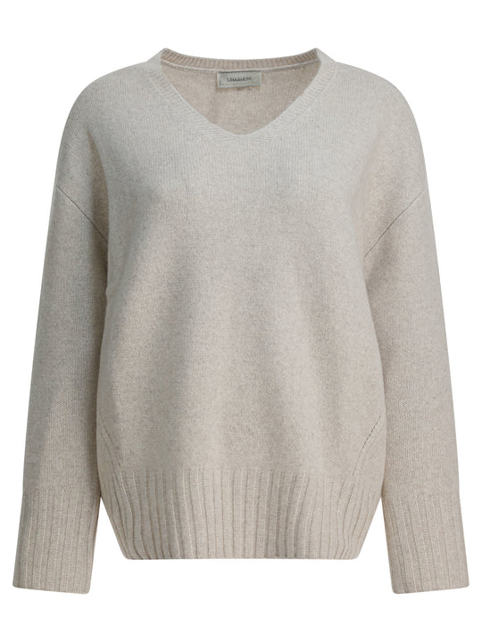 Wool And Cashmere V-Neck Sweater Knitwear Bianco