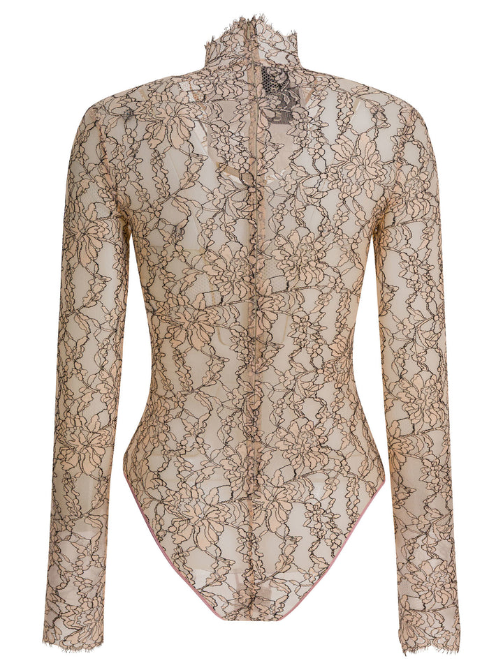 Valentino Floral Lace Bodysuit Top - Beige | 5fba26b17a660dc99bba1791496353c7726d6782