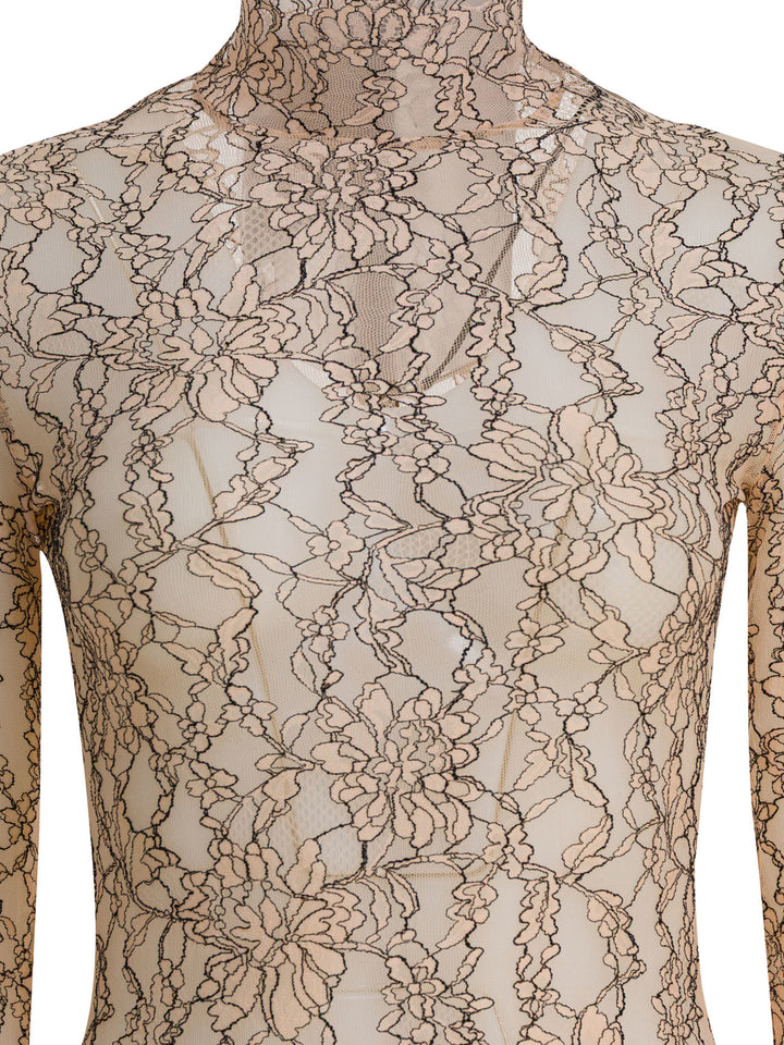 Valentino Floral Lace Bodysuit Top - Beige | 273a974d39c4b63135b809f677d6cacb2480cf28