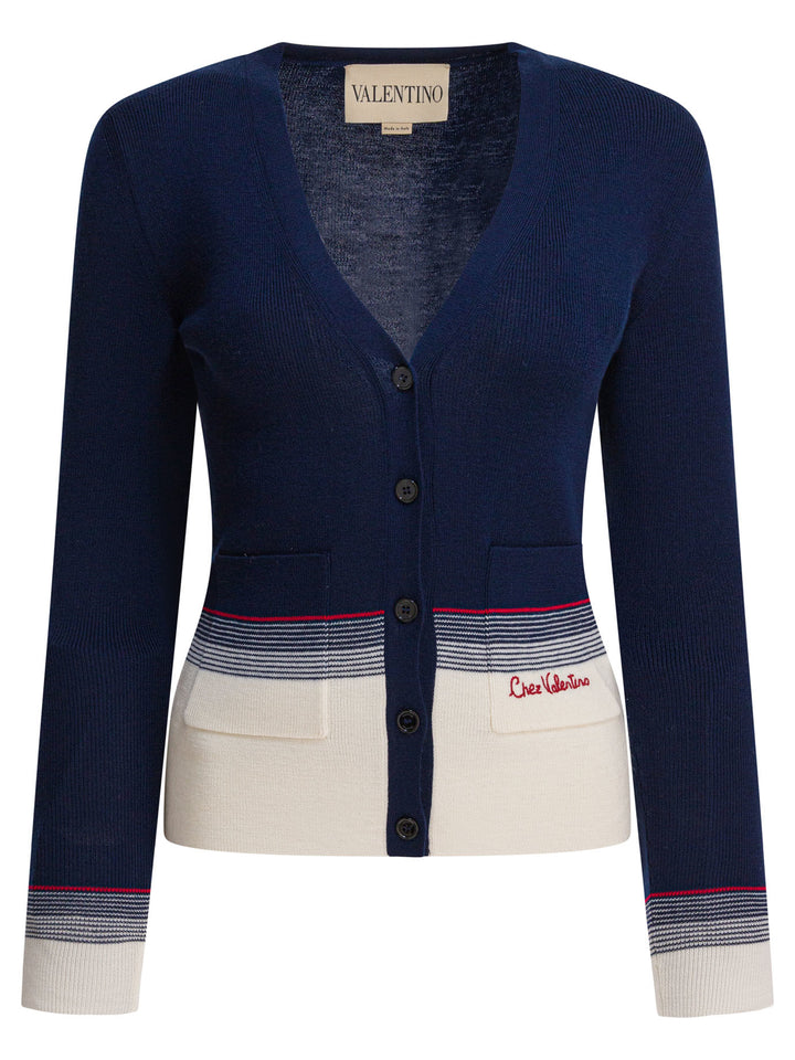 Valentino Virgin Wool Cardigan Knitwear - Blu | 29110b1bfb1b80d8d7ab44119e7946e13b0e961a